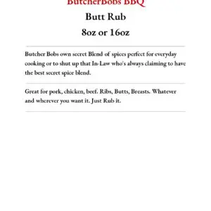 A page of the butcherbox bbq menu.